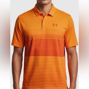 Under Armour Men's Striped Orange Polo